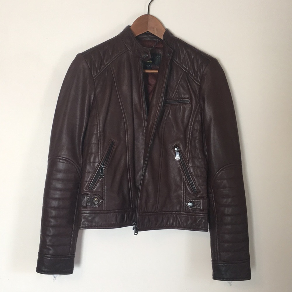 Bernardo burgundy leather jacket small